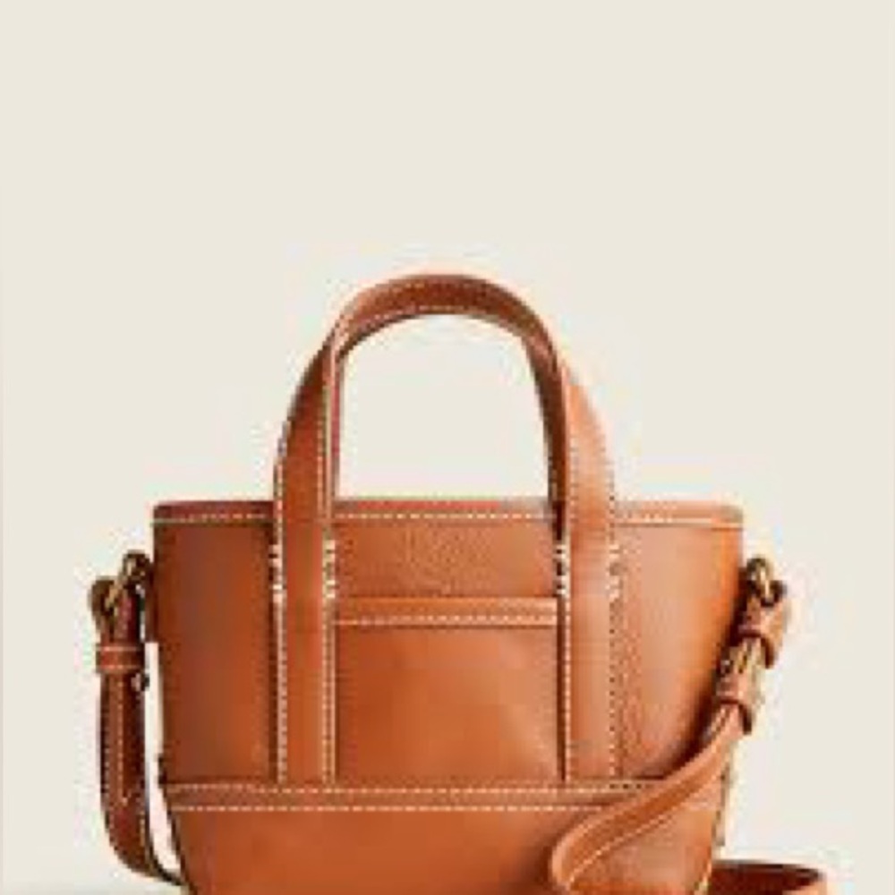 J. Crew Mini Montauk tote crossbody in leather. plastic still on the bag